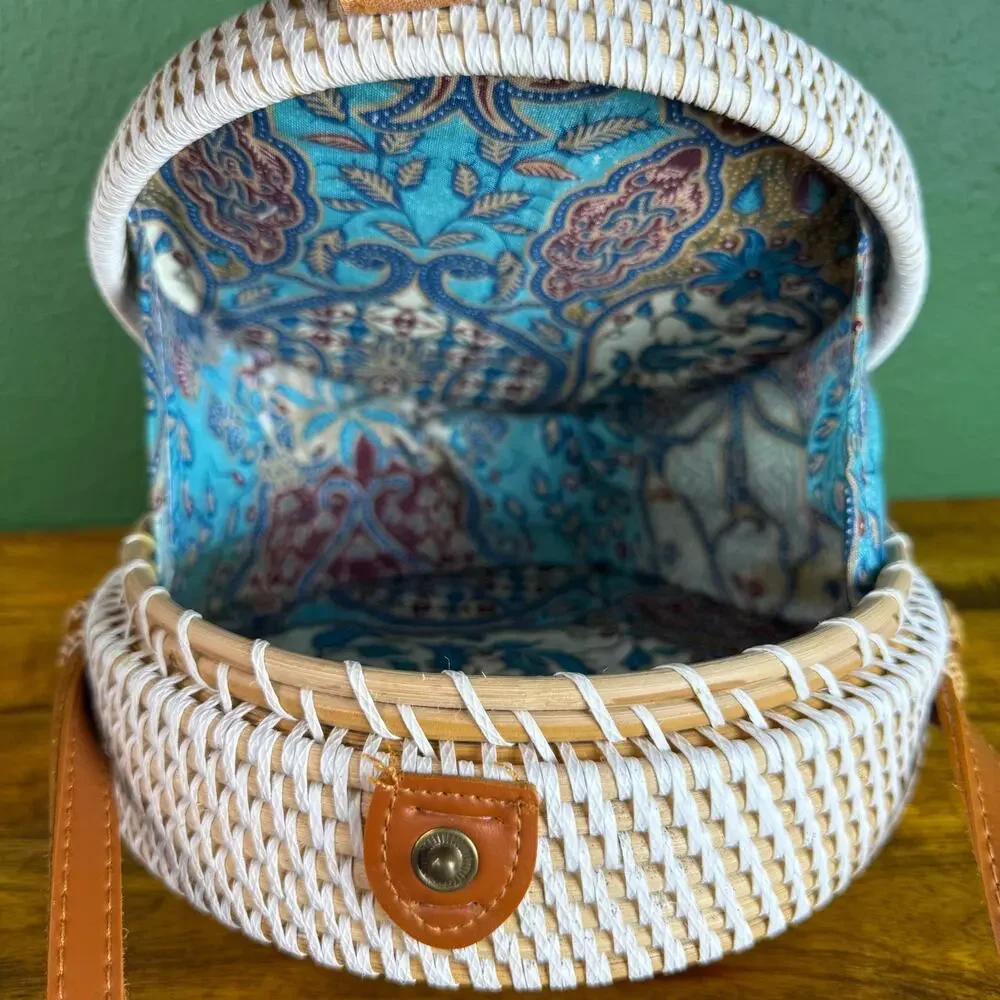 Vintage Round Rattan Bag Bali Boho Crossbody